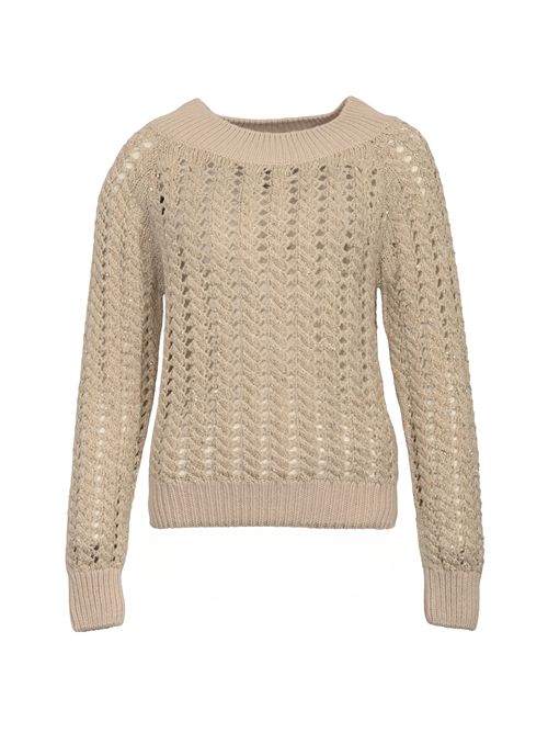 Maglia trecce in misto lana e cashmere con paillettes D. Exterior | 611827GESS